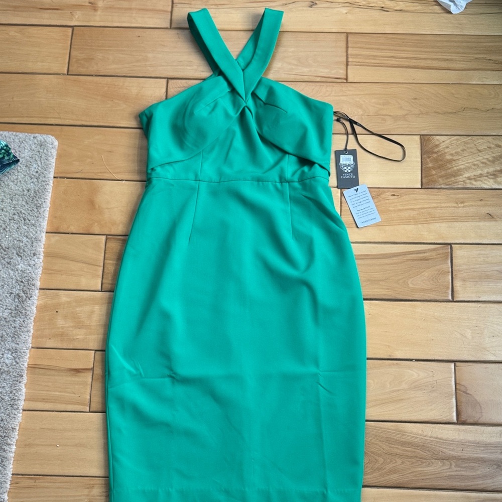 Green Cross-Halter Sheath Dress